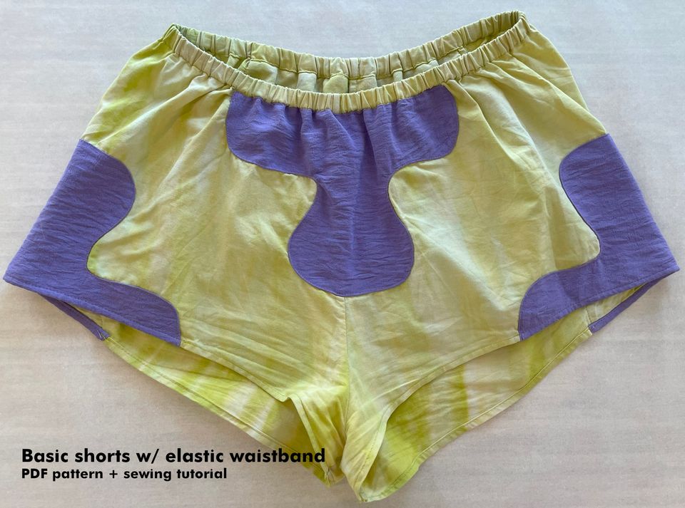 Sewing pattern + tutorial: basic shorts w/ elastic waistband